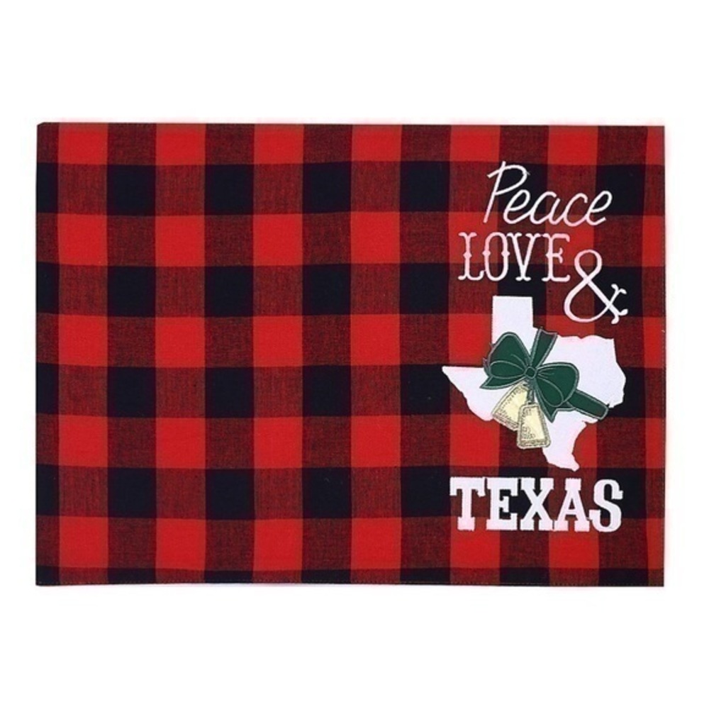 NWT 2 pcs Peace, Love & Texas Buffalo Check Placemat PA